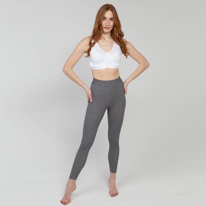 Леггинсы женские, цвет чёрный/принт гусиная лапка, размер 54