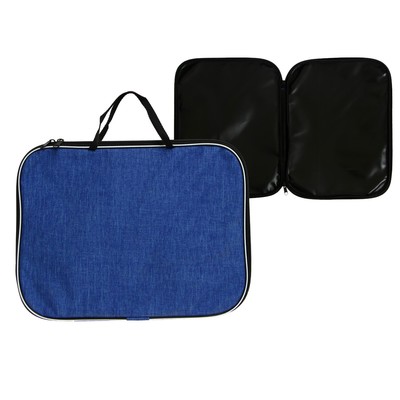 Папка с ручками текстильная А4, Calligrata «Офис», для бумаг, для офиса, нейлон 600D, лён, синяя, ПМ/1, 350×270×20 мм,