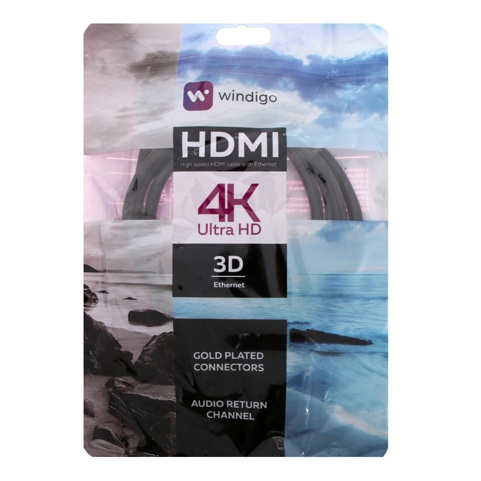 Кабель HDMI Windigo, HDMI(m)-HDMI(m), v 1.4, 1.5 м, позолоченные разъемы, 3D, 4K, черный - фото 1904353546