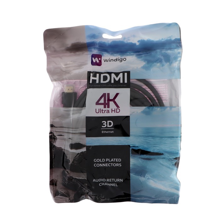 Кабель HDMI Windigo, HDMI(m)-HDMI(m), v 1.4, 3 м, позолоченные разъемы, 3D, 4K, черный - фото 51299873