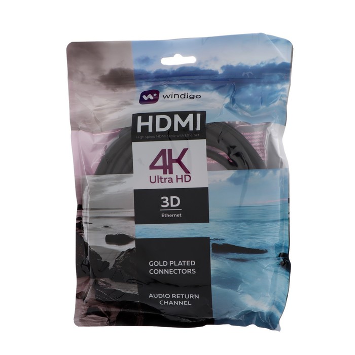 Кабель HDMI Windigo, HDMI(m)-HDMI(m), v 1.4, 5 м, позолоченные разъемы, 3D, 4K, черный - фото 51299882