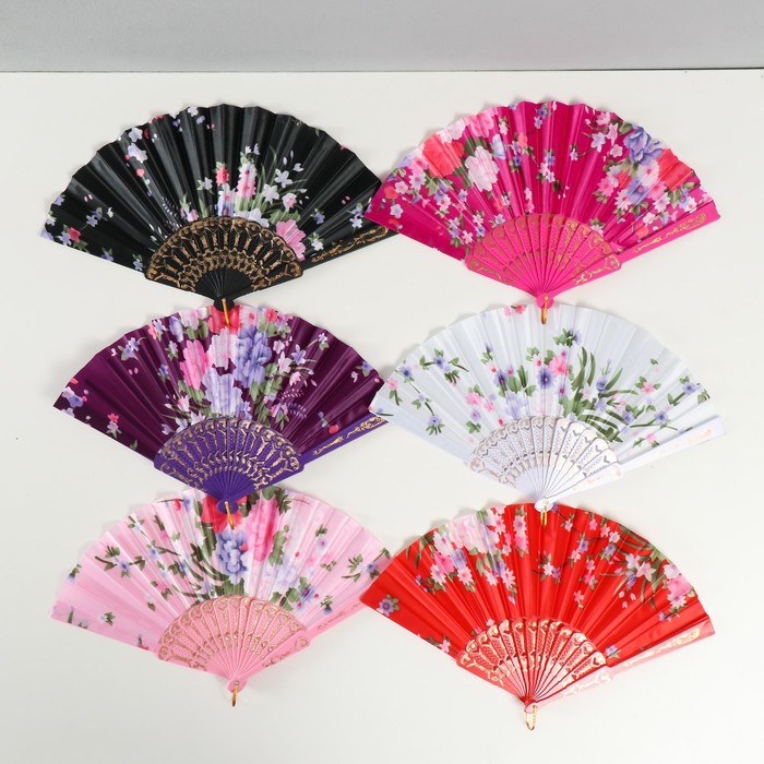 Веер складной «Цветочный», 23 см, МИКС - Фото 1