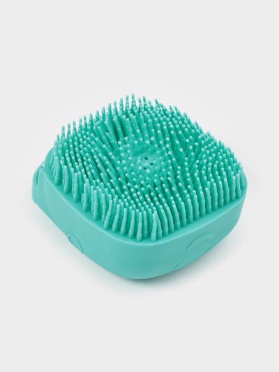 Щётка - мочалка силиконовая с ёмкостью для мыла Доляна, бирюзовая