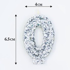 Свеча в торт с блестками «Цифра 0», 6.5×4 см, серебряная - Фото 2