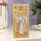Свеча в торт с блестками «Цифра 7», 6.5×4 см, серебряная - Фото 3