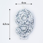 Свеча в торт с блестками «Цифра 9», 6.5×4 см, серебряная - Фото 2