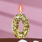 Свеча в торт «Блестки», цифра "0", золото, 5,5 см - фото 9310549