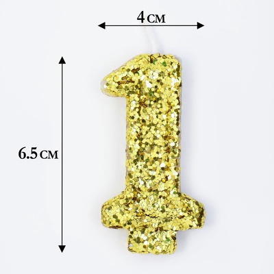 Свеча в торт «Цифра 1», золотая, 5.5 см