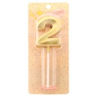 Свеча в торт на шпажке «Цифра 2», золотая, 5 см - Фото 3