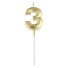 Свеча в торт на шпажке «Цифра 3», золотая, 5 см - Фото 4