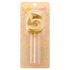 Свеча в торт на шпажке «Цифра 5», золотая, 5 см - Фото 5