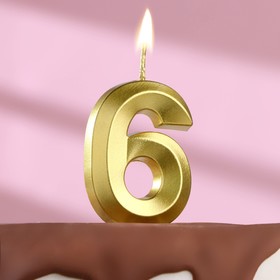 Свеча в торт на шпажке «‎Грань», цифра "6",золотая, 5 см