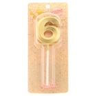 Свеча в торт на шпажке «Цифра 6», золотая, 5 см - Фото 5