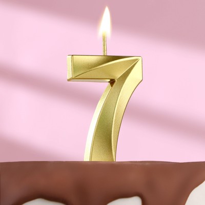 Свеча в торт на шпажке «‎Грань», цифра "7", золотая, 5 см