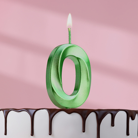Свеча в торт на шпажке «‎Грань», цифра "0", изумруд, 5 см