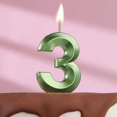 Свеча в торт на шпажке «‎Грань», цифра "3",изумруд, 5 см