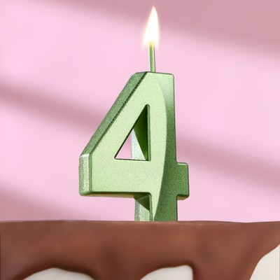 Свеча в торт на шпажке «‎Грань», цифра "4",изумруд, 5 см