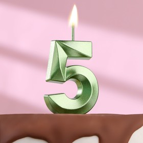 Свеча в торт на шпажке «‎Грань», цифра "5", изумруд, 5 см