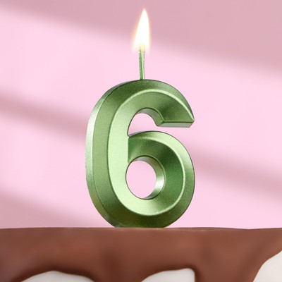 Свеча в торт на шпажке «‎Грань», цифра "6",изумруд, 5 см