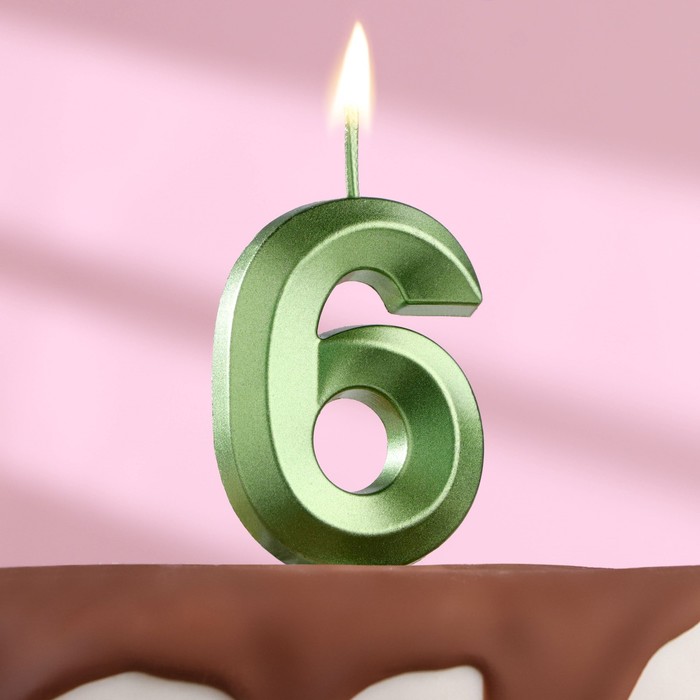 Свеча в торт на шпажке «‎Грань», цифра "6",изумруд, 5 см - Фото 1