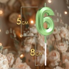 Свеча в торт на шпажке «Цифра 6», зеленая, 5 см - Фото 2