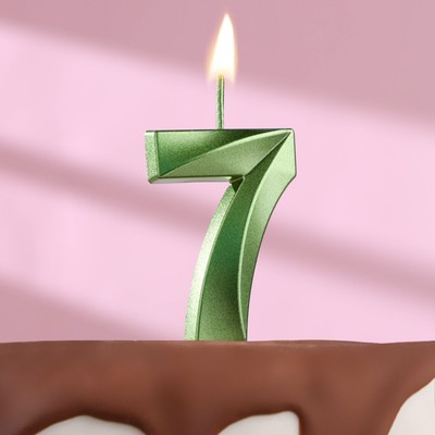 Свеча в торт на шпажке «‎Грань», цифра "7",изумруд, 5 см