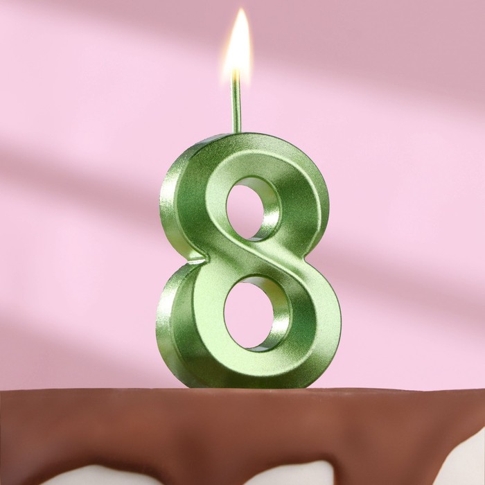Свеча в торт на шпажке «‎Грань», цифра "8",изумруд, 5 см - Фото 1