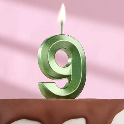 Свеча в торт на шпажке «‎Грань», цифра "9" ,изумруд, 5 см