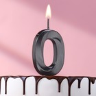 Свеча в торт на шпажке «‎Грань», цифра "0", черная, 5 см - фото 318562685