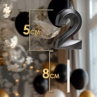 Свеча в торт на шпажке «Цифра 2», черная, 5 см - Фото 2