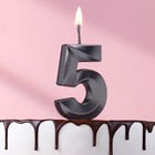 Свеча в торт на шпажке «‎Грань», цифра "5", черная, 5 см - Фото 1