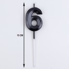 Свеча в торт на шпажке «Цифра 6», черная, 5 см - Фото 6