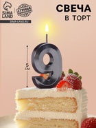 Свеча в торт на шпажке «Грань», цифра 9, черная, 5 см - Фото 1
