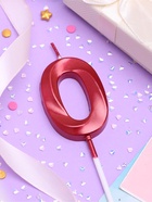 Свеча в торт на шпажке «Цифра 0», красная, 5 см - Фото 4