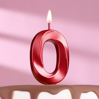 Свеча в торт на шпажке «‎Грань», цифра "0", 5 см, красная