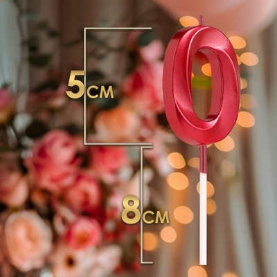 Свеча в торт на шпажке «Цифра 0», красная, 5 см