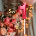 Свеча в торт на шпажке «Цифра 1», красная, 5 см - Фото 2