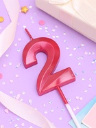 Свеча в торт на шпажке «Цифра 2», красная, 5 см - Фото 4