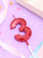 Свеча в торт на шпажке «Цифра 3», красная, 5 см - Фото 4