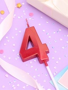 Свеча в торт на шпажке «Цифра 4», красная, 5 см - Фото 4