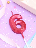 Свеча в торт на шпажке «Цифра 6», красная, 5 см - Фото 4