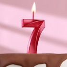 Свеча в торт на шпажке «‎Грань», цифра "7", 5 см, красная - Фото 1