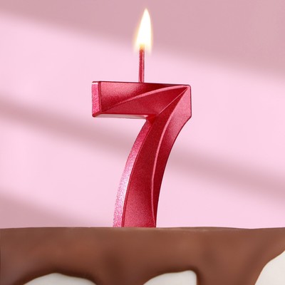 Свеча в торт на шпажке «‎Грань», цифра "7", 5 см, красная