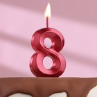 Свеча в торт на шпажке «‎Грань», цифра "8", 5 см, красная - фото 1428009