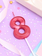 Свеча в торт на шпажке «Цифра 8», красная, 5 см - Фото 4