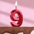 Свеча в торт на шпажке «‎Грань», цифра "9", 5 см, красная - фото 1428013