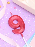 Свеча в торт на шпажке «Цифра 9», красная, 5 см - Фото 4