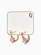 Серьги со стразами «Магия» бусинка в капле, белые в розовом золоте - Фото 4