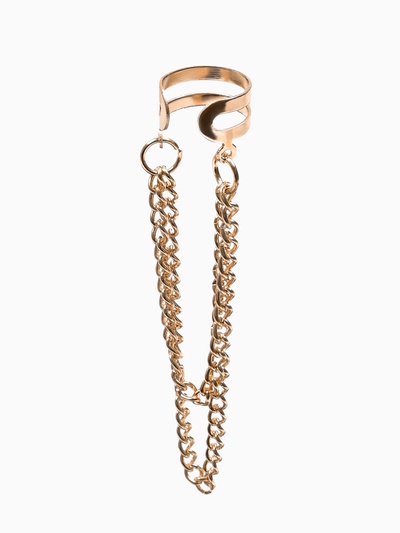 Серьга кафф с цепочками, цвет золото
