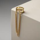 Серьга кафф с цепочками, цвет золото - Фото 3